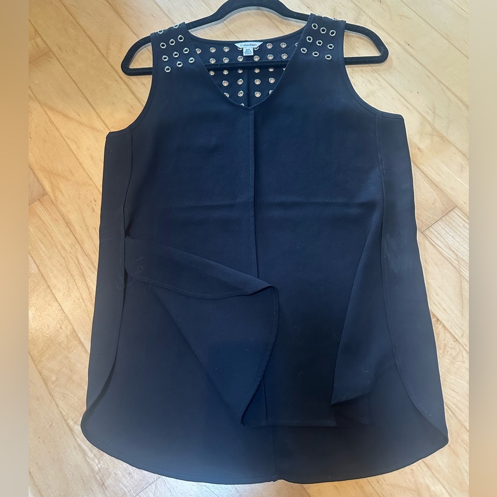 Calvin Klein Black Top with Silver Eyelets - Picture 4 of 5